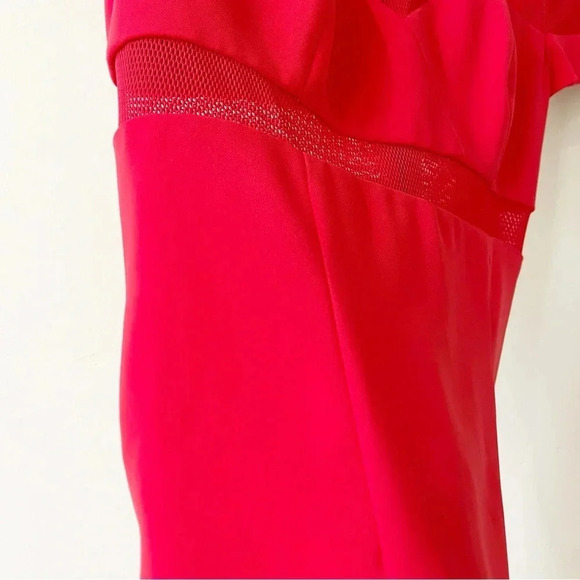 Jay Godfrey Mesh Panel Red Dress Knee Length Womens Size 2 - Picture 7 of 13